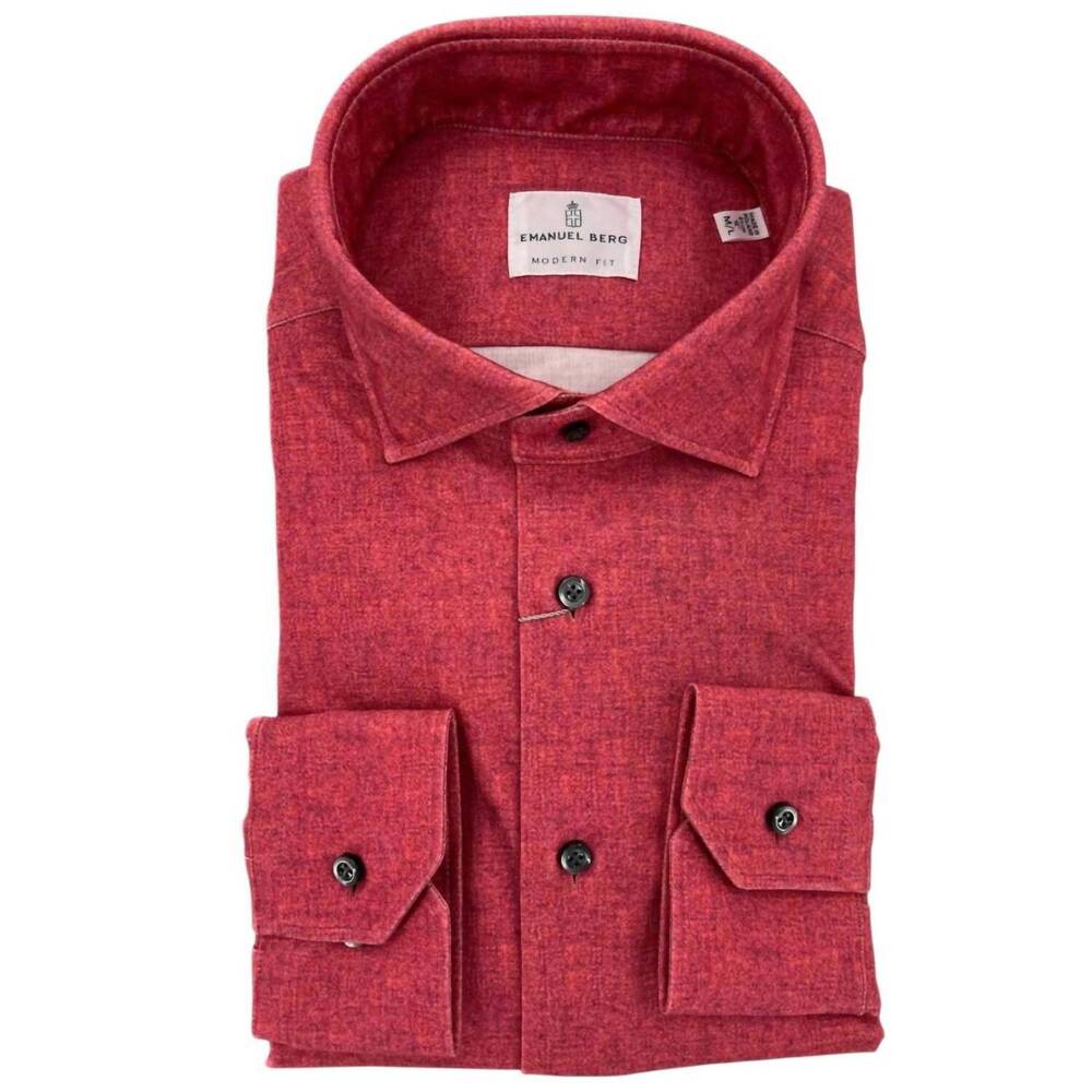NEW EMANUEL BERG men's modern 4flex stretch knit shirt in medium red